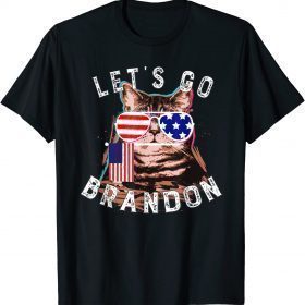 T-Shirt Vintage Cat US Flag Let's go Brandon Impeach 46