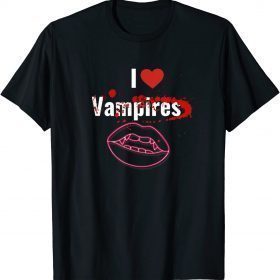 I Love Vampires Halloween Vampire Woman Bloody Lips adults T-Shirt