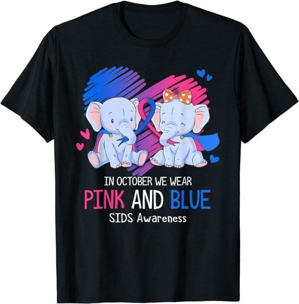 2021 Elephant In October We Wear Pink And Blue SIDS Awareness T-Shirt