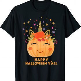 Funny Unicorn Pumpkin Happy Halloween for kids boys girls T-Shirt