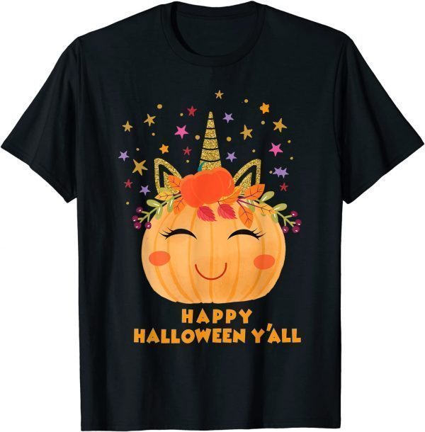 Funny Unicorn Pumpkin Happy Halloween for kids boys girls T-Shirt