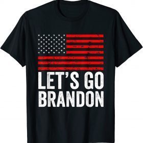 Official FJB Let's Go Brandon Joe Biden Red Distressed US Flag Vintage T-Shirt
