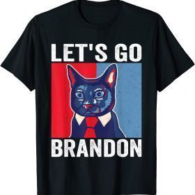 Vintage Cat In A Suit Let's Go Brandon Meme TShirt