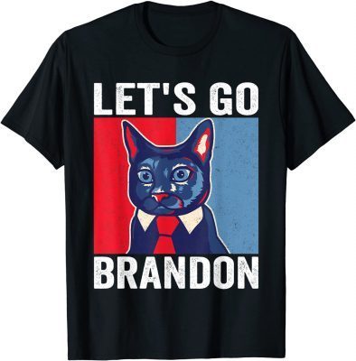 Vintage Cat In A Suit Let's Go Brandon Meme TShirt