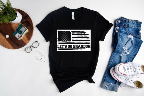 Classic Let's Go Brandon US Flag Back Tee Shirt