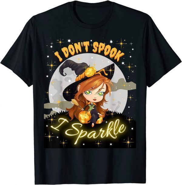 Classic Cute Witch Halloween Shirt Women Girls Don't Spook I Sparkle T-Shirt