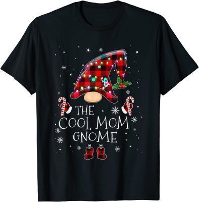 Cool Mom Gnome Buffalo Plaid Christmas Tree Light T-Shirt