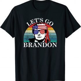 Funny Let's Go Brandon Tee Conservative Anti Liberal US Flag Retro T-Shirt