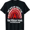 Official We Wear Red For Red Ribbon Week Awareness Leopard Rainbow T-Shirt