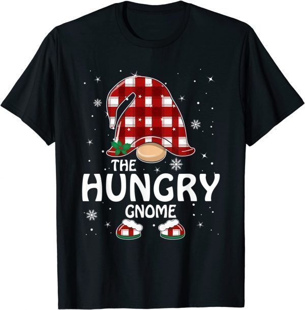 Hungry Gnome Buffalo Plaid Matching Family Christmas Pajama T-Shirt