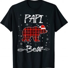 Red Plaid Papi Bear Buffalo Matching Family Pajama Christmas T-Shirt