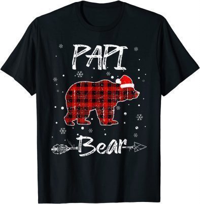 Red Plaid Papi Bear Buffalo Matching Family Pajama Christmas T-Shirt