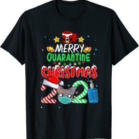 Womens Merry Quarantine cat Family Christmas 2021 Pajamas T-Shirt