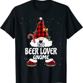 Beer Lover Gnome Buffalo Plaid Matching Family Christmas T-Shirt
