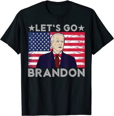 Biden Let's Go Brandon Conservative Anti Liberal US Flag Funny T-Shirt