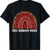 T-Shirt We Wear Red For Red Ribbon Week Awareness Leopard Rainbow