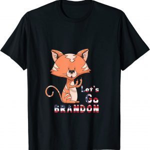 Let's Go Brandon cut cat US Flag Unisex Tee Shirts