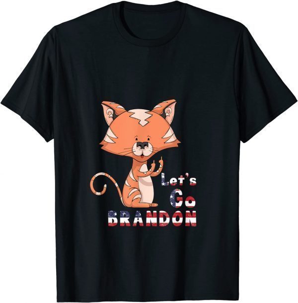 Let's Go Brandon cut cat US Flag Unisex Tee Shirts