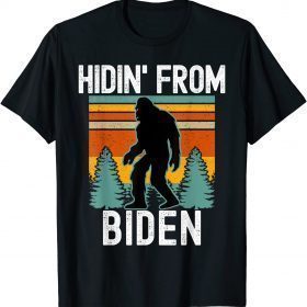 Funny Anti Joe Biden Hidin' From Biden Bigfoot Retro Vintage T-Shirt