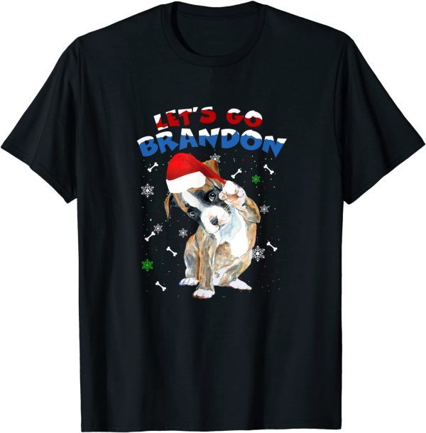 T-Shirt Let's Go Brandon Bull Dog Christmas 2021