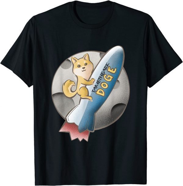 Dogecoin Riding Rocket to the Moon Tametheark Version 1 T-Shirt