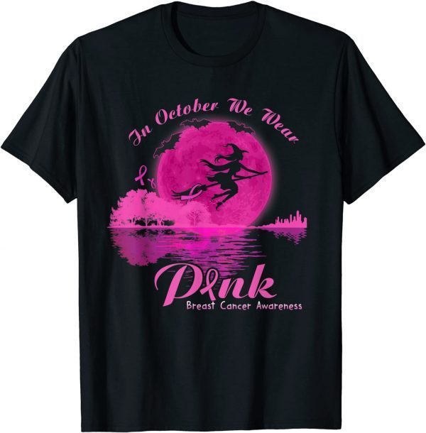 Funny Guitar Lake In October We Wear Pink Breast Cancer Awareness T-Shirt