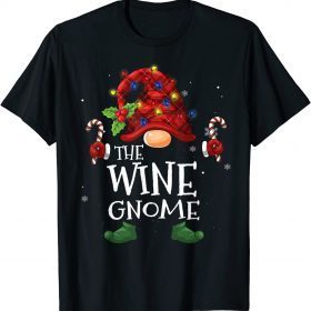 The wine Gnome Buffalo Plaid Christmas Tree Light T-Shirt