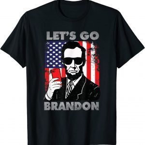 T-Shirt Let's Go Brandon Abraham Lincoln American Flag Distressed