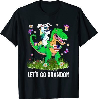 Unicorn Riding Dinosaur Let's Go Brandon T-Shirt
