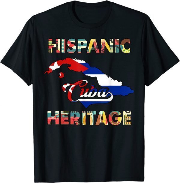 Hispanic Heritage Month Cuba Shirts Cuban Flag T-Shirt