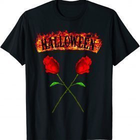 Funny Cool Halloween outfit with roses and flames T-Shirt