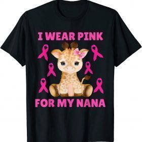 I Wear Pink For My Nana Breast Cancer Awareness Grandma Kids T-Shirt