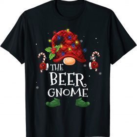The Beer Gnome Buffalo Plaid Christmas Tree Light T-Shirt