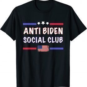 Anti Biden Social Club Distressed US Flag T-Shirt