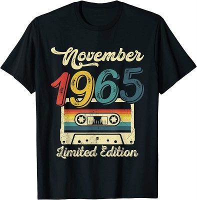 Official Vintage November 1965 Cassette 56th Birthday Decorations T-Shirt