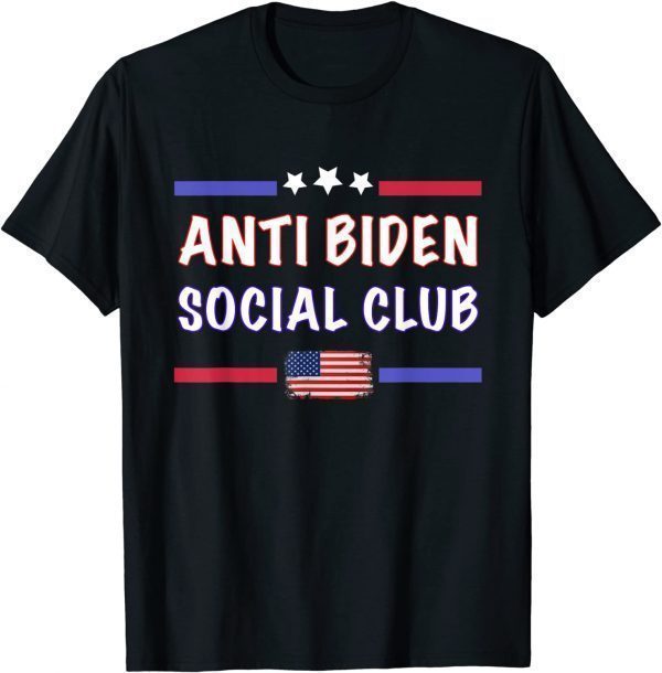 Anti Biden Social Club Distressed US Flag T-Shirt