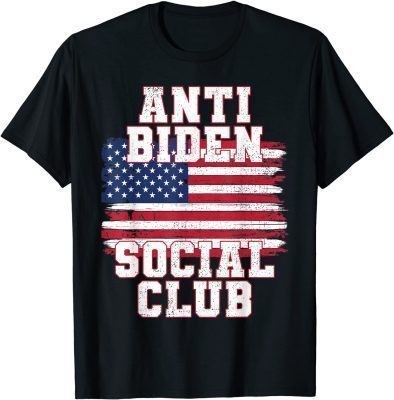 Anti Biden Social Club American Flag Retro Vintage T-Shirt