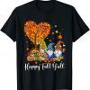Happy Fall Y'all Gnome Leopard Pumpkin Funny Autumn Gnomes T-Shirt
