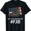 Funny Let's Go Brandon Fake News Biden Chant American Flag Boots T-Shirt