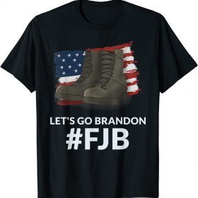Funny Let's Go Brandon Fake News Biden Chant American Flag Boots T-Shirt