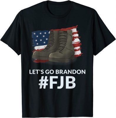 Funny Let's Go Brandon Fake News Biden Chant American Flag Boots T-Shirt