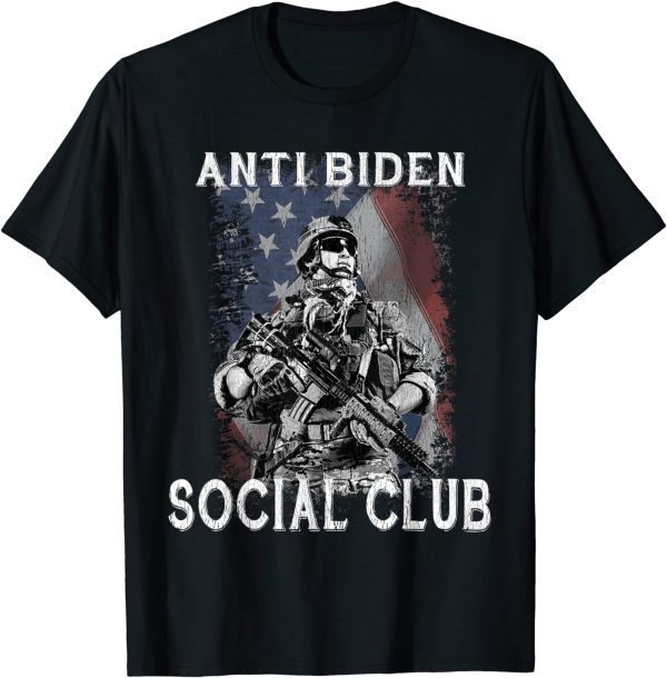Retro Vintage Anti Biden Social Club American Flag T-Shirt