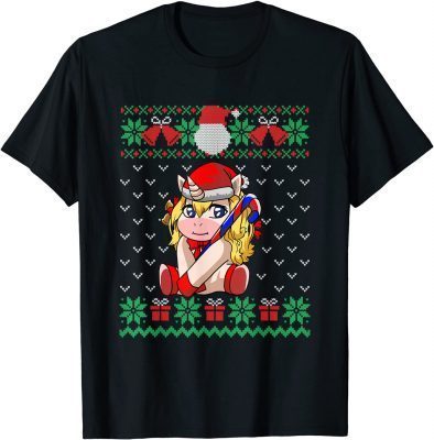 T-Shirt Santa Unicorn, Ugly Christmas Sweater, Women Girls Boys Kids