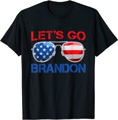 Let’s Go Brandon Funny Vintage American Flag Sunglasses T-Shirt