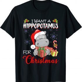 2021 I Want A Hippopotamus For Christmas, Xmas Hippo T-Shirt