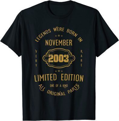 Legends Are Born In November 2003 Women Men Girls Boys Gifts T-Shirt