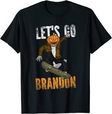 Classic Skull Skateboard Pumpkin Let's Go Brandon Halloween Impeach Shirts T-Shirt