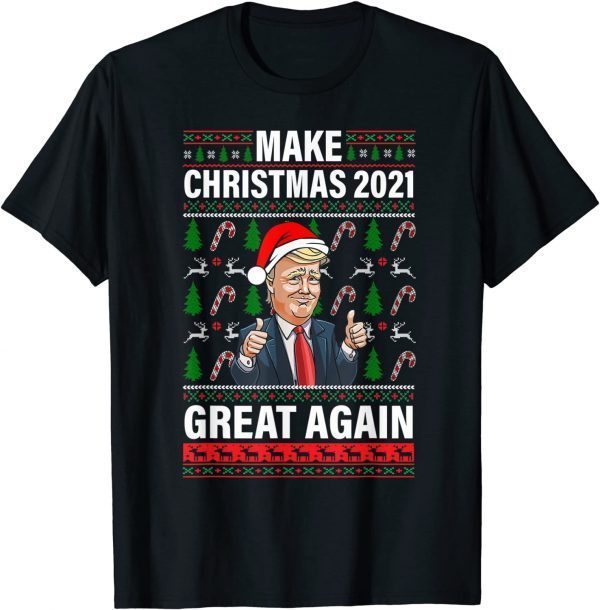 Make Christmas 2021 Great Again Funny Trump Santa Hat Xmas T-Shirt