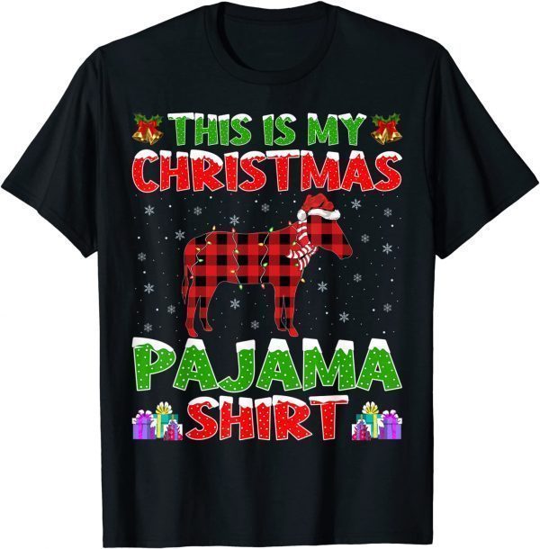 2021 Xmas Santa Hat This Is My Mule Christmas Pajama T-Shirt