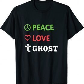 Peace Love ,Funny Halloween Ghost T-Shirt